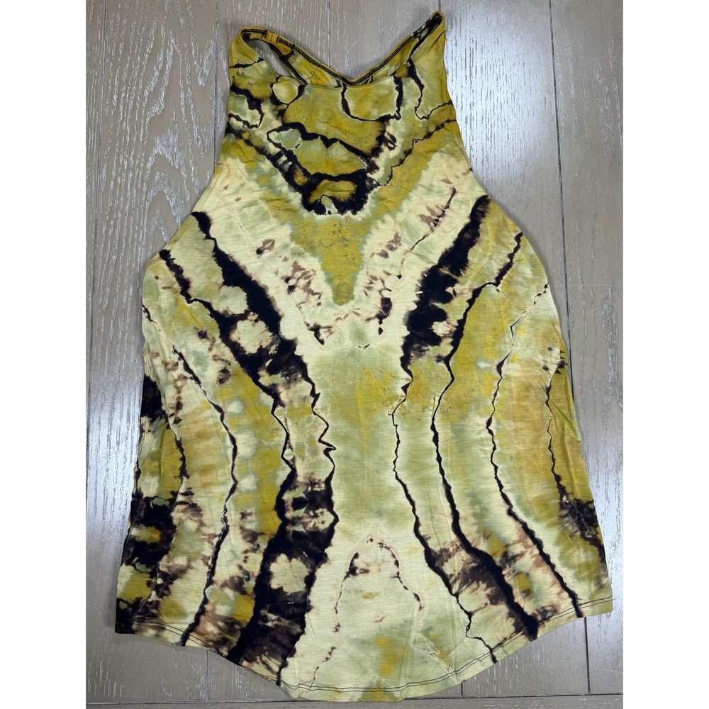 Lululemon Tank Top Small Womens‎ Green Yellow Tie Dye Twisted Racerback Keyhole